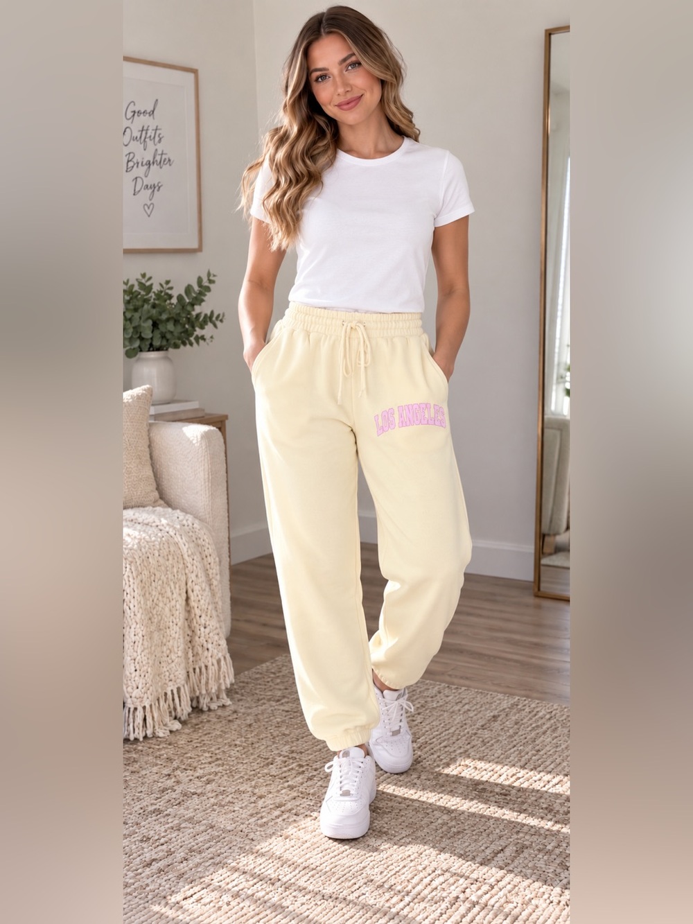 Self Esteem yellow Sweatpants with Pink 'Los Angeles' Logo